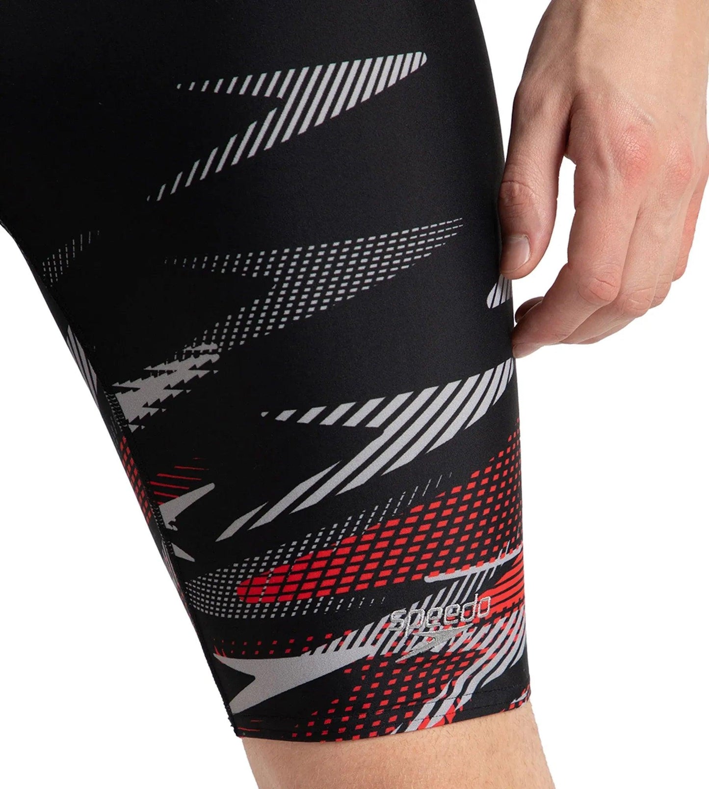 Men's Endurance10 Hyperboom Print V-Cut Jammer - Black, High Risk Red & Monument