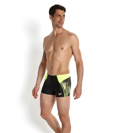 Men's Endurance 10 Logo Panel Aquashort - Black & Fluo Yellow