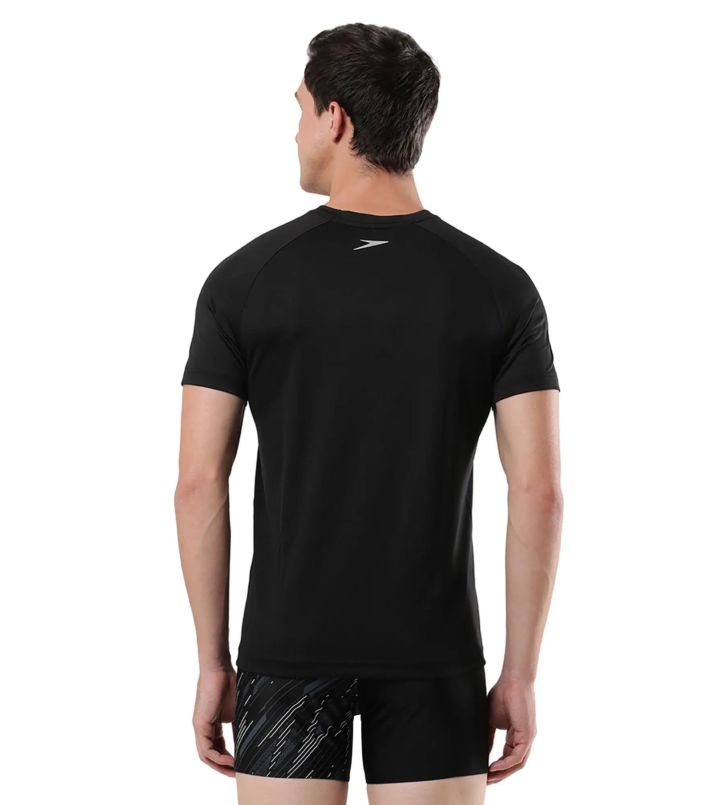 Men's Antimircobial Polyester Quick Dry Round Neck Dry T-Shirt - Black & Silver