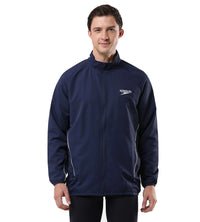 Men's 100% Polyester Quick Dry Track Jacket - Navy & White