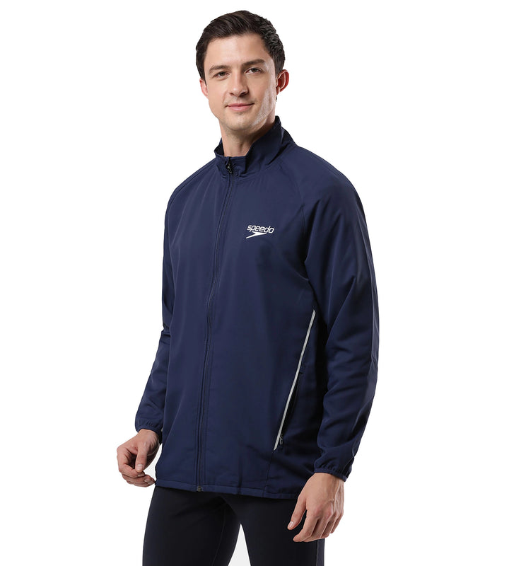 Men's 100% Polyester Quick Dry Track Jacket - Navy & White