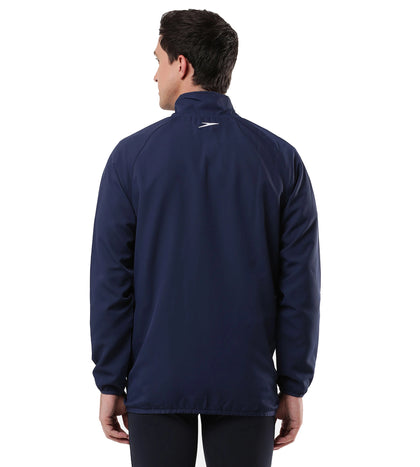 Men's 100% Polyester Quick Dry Track Jacket - Navy & White