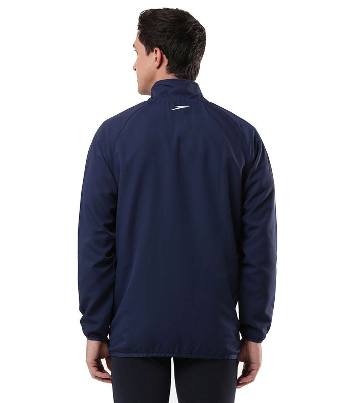 Men's 100% Polyester Quick Dry Track Jacket - Navy & White