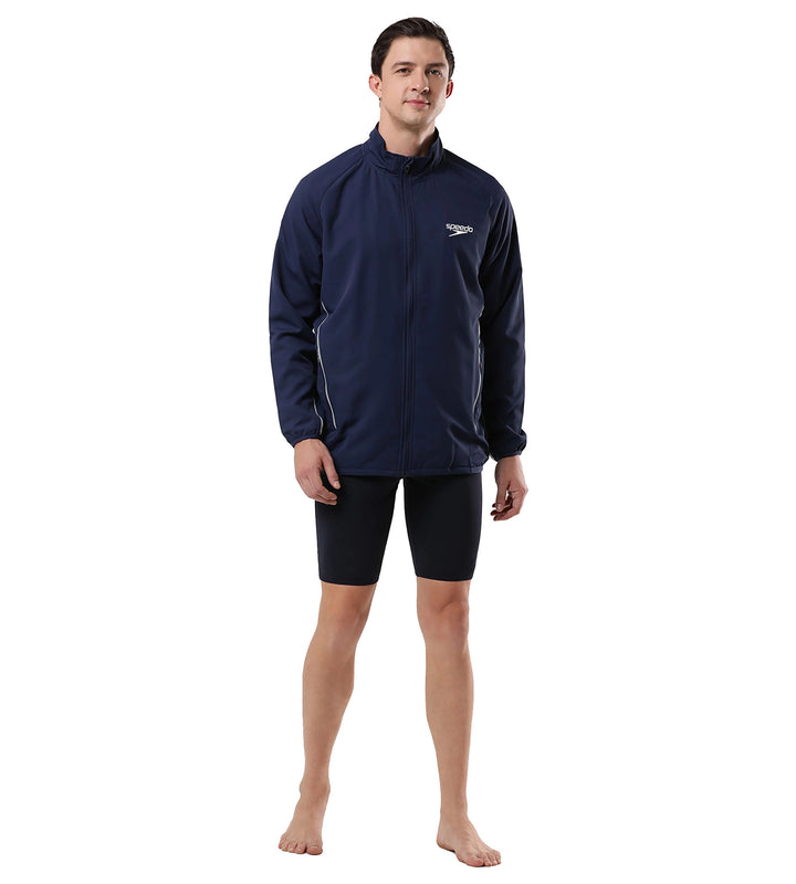 Men's 100% Polyester Quick Dry Track Jacket - Navy & White