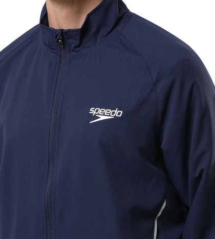 Men's 100% Polyester Quick Dry Track Jacket - Navy & White