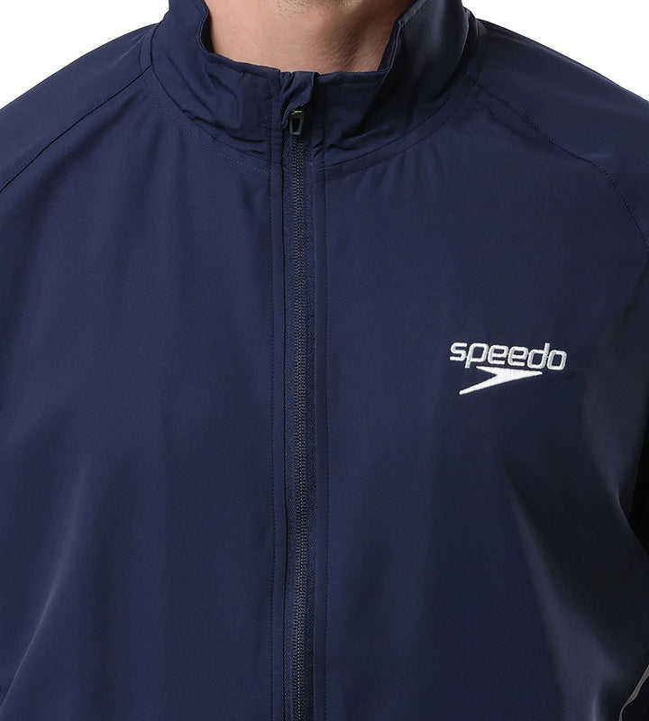 Men's 100% Polyester Quick Dry Track Jacket - Navy & White