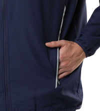 Men's 100% Polyester Quick Dry Track Jacket - Navy & White