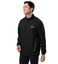 Men's 100% Polyester Quick Dry Track Jacket - Black & Fluo Orange