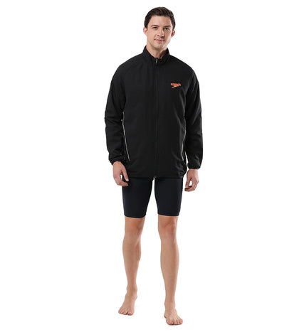 Men's 100% Polyester Quick Dry Track Jacket - Black & Fluo Orange