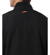 Men's 100% Polyester Quick Dry Track Jacket - Black & Fluo Orange