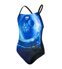 Girls Endurance 10 Star Wars Print X-Back One Piece Swimwear - Black & Blue