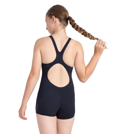 Girl's Endurance+ Essential Legsuit Swimwear - True Navy & Sweet Purple