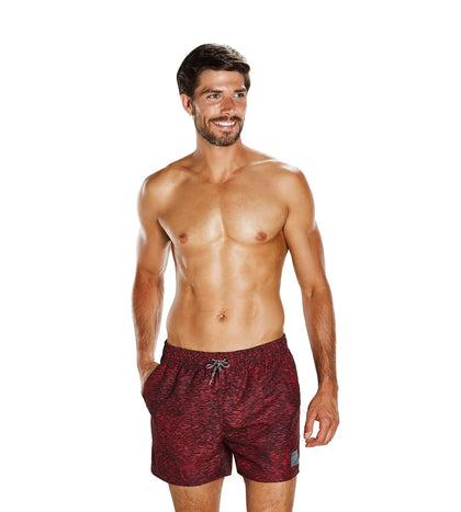 Men's 100% Recycled Polyester Alfa Fusion Print Watershorts - Black & Lava Red