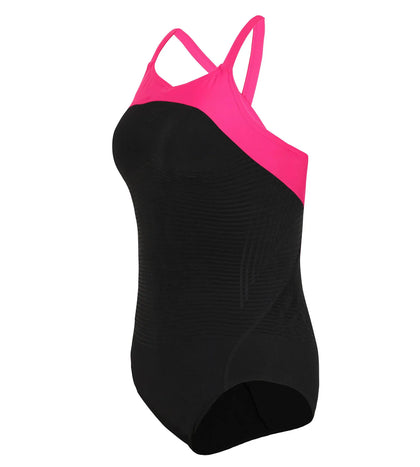 Women's Endurance+ Powerform X-Back One Piece Swimwear - Black & Pink