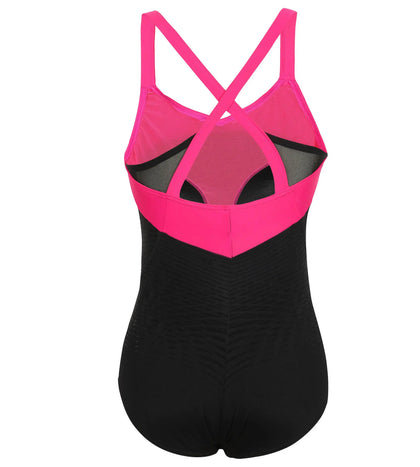 Women's Endurance+ Powerform X-Back One Piece Swimwear - Black & Pink