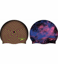 Unisex Junior Reversible Moud Silicon Swim Caps - Black & Blue_2