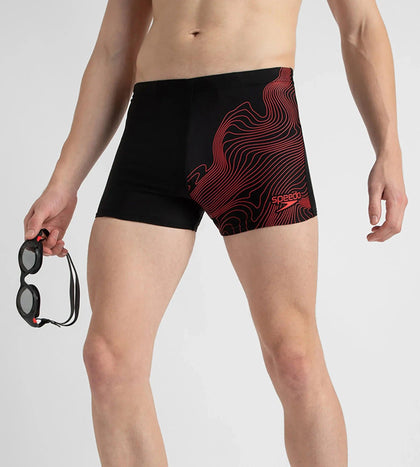 Men's Endurance10 Tide Print Sports Gala Logo Aquashort - Black & High Risk Red