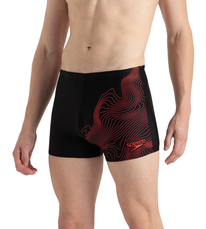 Men's Endurance10 Tide Print Sports Gala Logo Aquashort - Black & High Risk Red