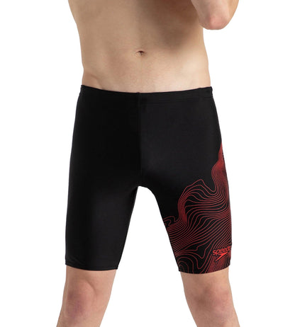 Men's Endurance10 Tide Print Sports Gala Logo Jammer - Black & High Risk Red