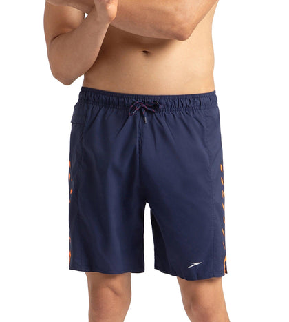 Men's Xpress Lite Sports Printed' Watershorts - Navy & Pure Orange