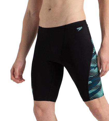 Men's Endurance+ High Tide Digital Print V-Cut Jammer - Black, Dark Teal & Arctic Glass