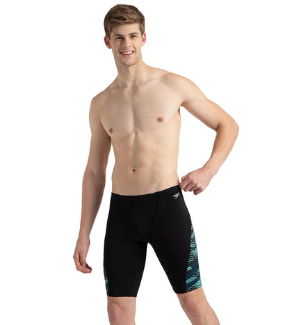 Men's Endurance+ High Tide Digital Print V-Cut Jammer - Black, Dark Teal & Arctic Glass