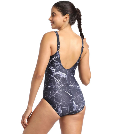 Women's Endurance 10 Brigette Mable Shine V-Cut Swimsuit - Black & Vita Grey