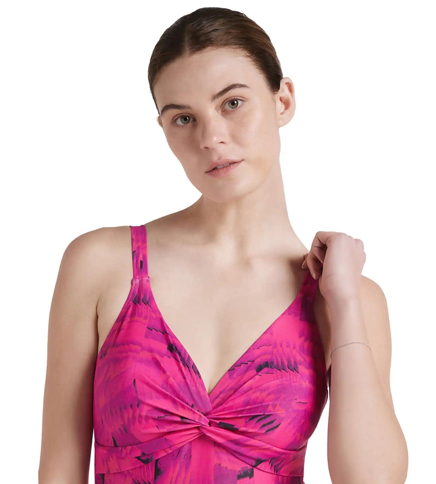 Women's Endurance 10 Brigitte Printed One Piece Swimwear - Black & Wineberry