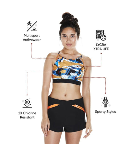 Women's Inject Wave Crop Top H20 Active - Black & Orange