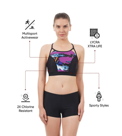 Women's Inject Wave Crop Top H20 Active - Black & Grey