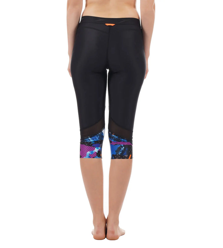 Women's Recycled Polyamide Inject Wave H20 Active Sport Capri - Black & Grey