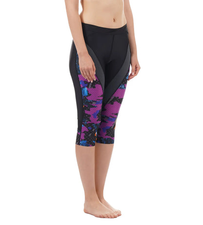 Women's Recycled Polyamide Inject Wave H20 Active Sport Capri - Black & Grey