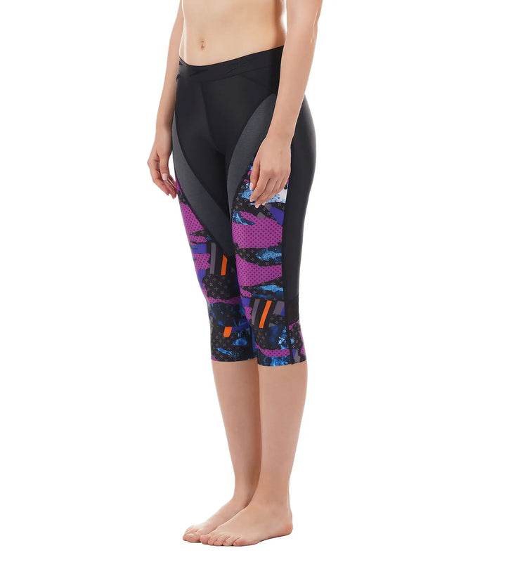 Women's Recycled Polyamide Inject Wave H20 Active Sport Capri - Black & Grey