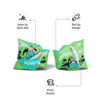 Unisex Chima African Penguin Print Swim Confidence Armbands For Tot's - Green & Blue