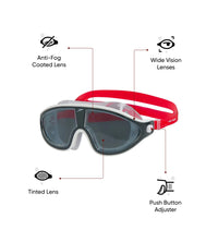 Unisex Adult Rift Smoke-Lens Swim Goggles - Lava Red & Oxid Grey