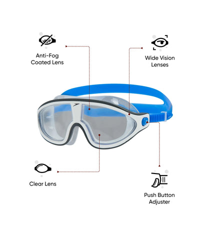 Unisex Adult Rift Clear-Lens Swim Goggles - Bondi Blue & White