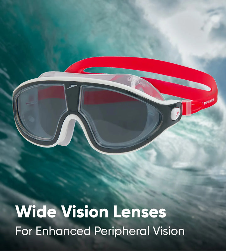 Unisex Adult Rift Smoke-Lens Swim Goggles - Lava Red & Oxid Grey