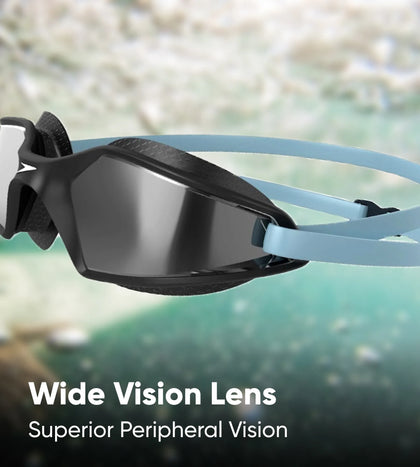 Unisex Adult Hydropulse Mirror-Lens Swim Goggles - Navy & Blue