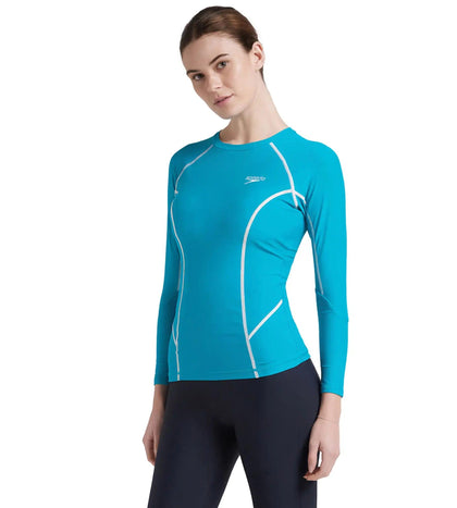 Women's Endurance Solid Long Sleeve Suntop - Aquarium & White