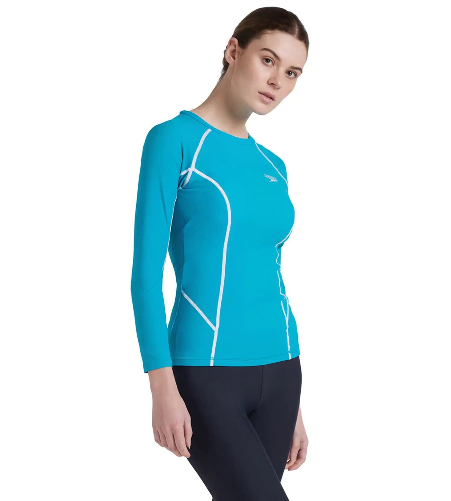 Women's Endurance Solid Long Sleeve Suntop - Aquarium & White