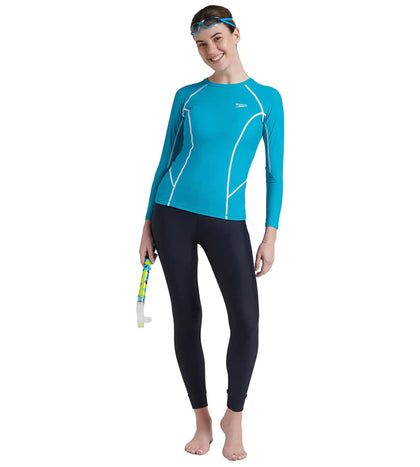 Women's Endurance Solid Long Sleeve Suntop - Aquarium & White