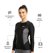 Women's Endurance Boomstar Printed Long Sleeve Suntop - Black & White