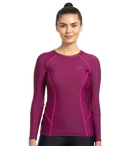 Women's Endurance10 Long Sleeve Suntop - Deep Plum & Electric Pink