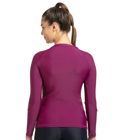 Women's Endurance10 Long Sleeve Suntop - Deep Plum & Electric Pink