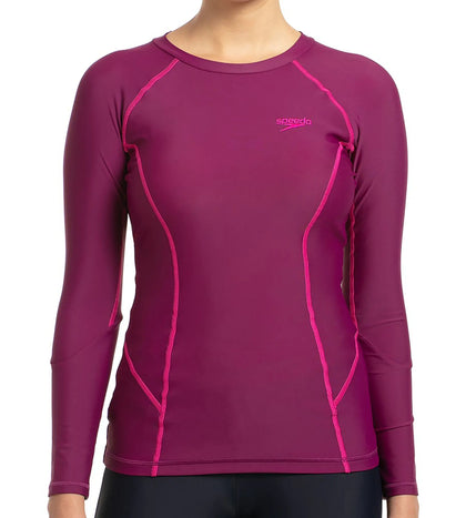 Women's Endurance10 Long Sleeve Suntop - Deep Plum & Electric Pink