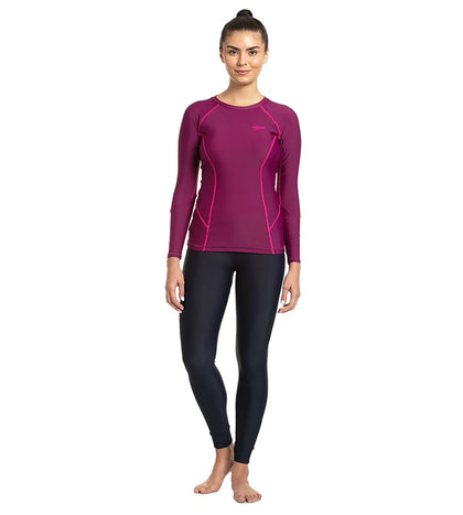 Women's Endurance10 Long Sleeve Suntop - Deep Plum & Electric Pink