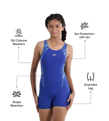 Girl's Recycled Endurance 10 Hyperboom Splice Muscleback Legsuit Swimwear - True Cobalt & Curious Blue