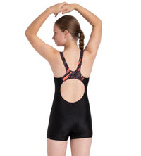 Girl's Endurance10 Hyperboom Print Splice Muscleback Legsuit - Black, Coral Sands & Peony Pink