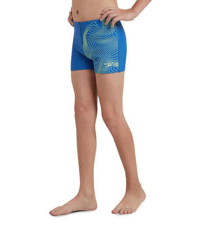 Boy's Enduraflex Tide Print Sports Gala Logo Aquashort - Turkish Sea & Hyper Yellow