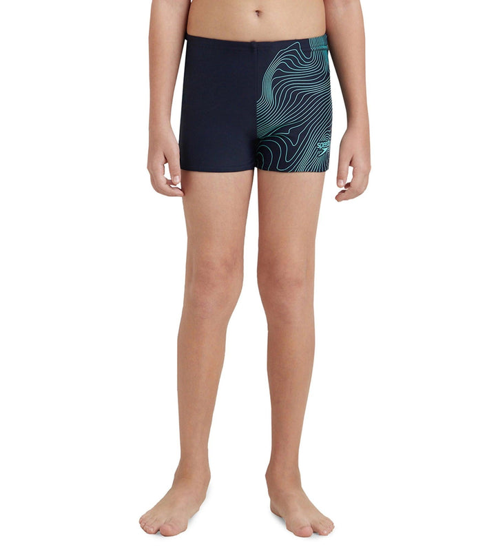 Boy's Endurance10 Tide Print Sports Gala Logo Aquashort - True Navy & Arctic Glass